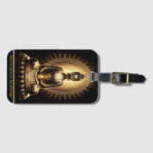 Gouden Boeddha straalt rust uit. Generatieve AI Bagagelabel (Voorkant (horizontaal))