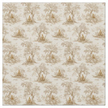 Gouden Boeddha Toile de Jouy Klassiek Patroon