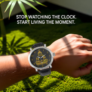 Gouden Boeddhabeeld Mediteren in een vredige houdi Horloge