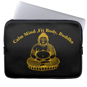 Gouden Boeddhabeeld Mediteren in een vredige houdi Laptop Sleeve