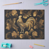 Gouden Boerderij Haan op Zwart Tissuepapier (Craft)