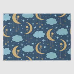 Gouden Boho Maan Met Blauwe Wolken Tissuepapier