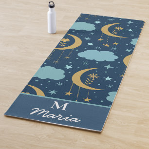 Gouden Boho Maan Met Wolken Monogram Yogamat