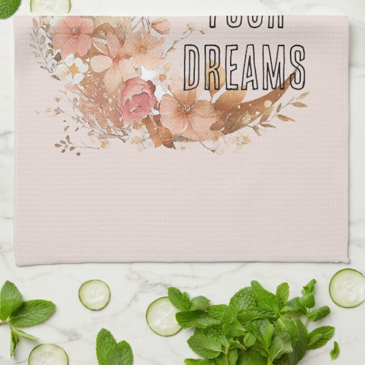 Gouden Boho Roze Roze Bloemige Bruiloft Feest Theedoek (Gevouwen)