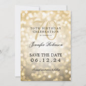 Gouden Bokeh 70e Verjaardag Save the Date Kaart (Voorkant)