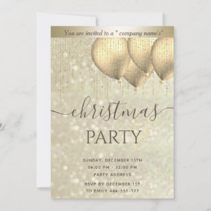 Gouden bokeh ballon corporate kerstfeest Invi Kaart