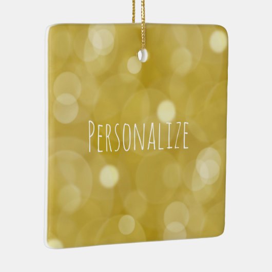 Gouden bokeh gepersonaliseerd keramisch ornament (Rechts)