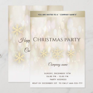 Gouden bokeh sneeuwvlokken corporate kerstfeest I Kaart