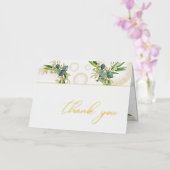 Gouden bollen en botanische bruiloft dank u kaart (Orchidee)