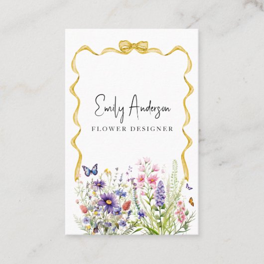 Gouden boog bloemig Visitekaartje (Voorkant)