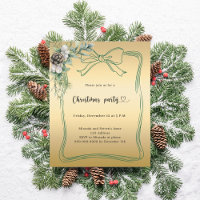 Gouden boog grenen groen Kerstfeest uitnodiging
