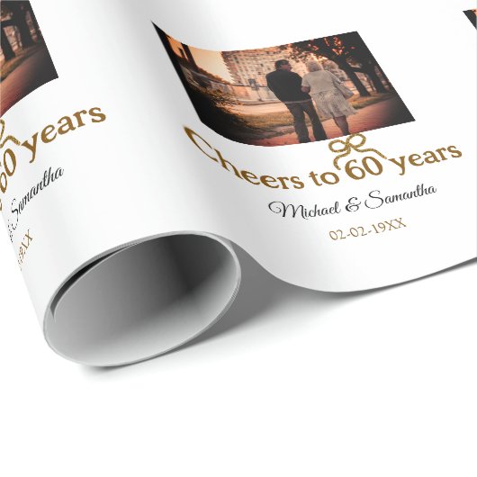 Gouden boog juichen voor 60-jarig huwelijk cadeaupapier (Rol Hoek)