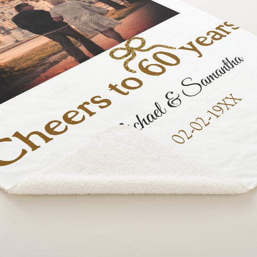 Gouden boog juichen voor 60-jarig huwelijk sherpa deken (3/4)