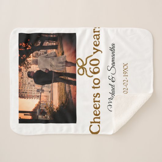Gouden boog juichen voor 60-jarig huwelijk sherpa deken (Voorkant (horizontaal))