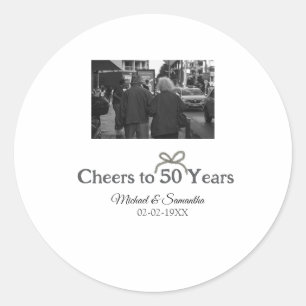 Gouden boog juicht voor 50-jarig huwelijk ronde sticker