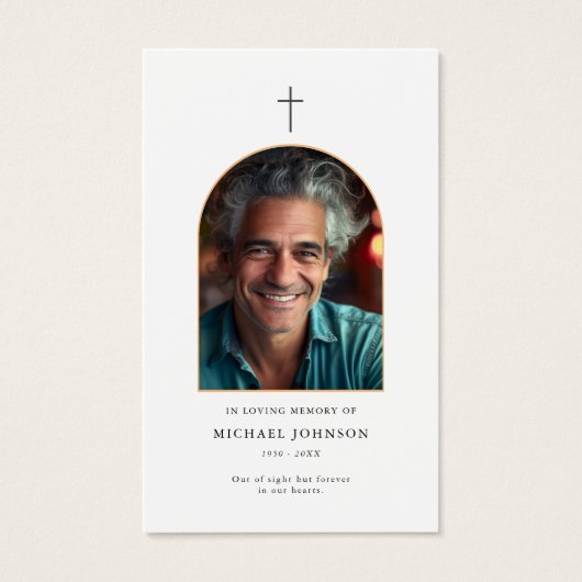 Gouden boog Katholieke Foto Begrafenis Gebed Kaart (Voorkant)