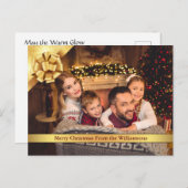 Gouden boog met lint Vrolijke kerstfoto Feestdagenkaart (Voorkant / Achterkant)