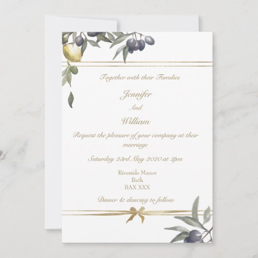 Gouden Boog Olijven & Citroenen Kaart (Voorkant)