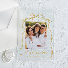  gouden boog vrolijke kerstfoto acryl uitnodigingen