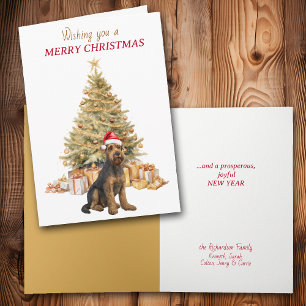 Gouden Boom Airedale Terrier Hond Kerstkaart Feestdagen Kaart