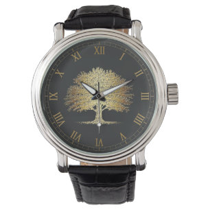 Gouden Boom des Levens (Eik) Horloge