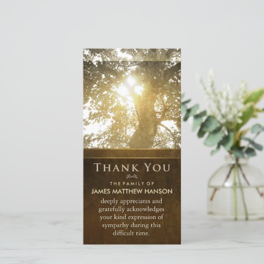 Gouden Boom Herinnering Condoleance Dankkaart Bedankkaart (Staand voorkant)