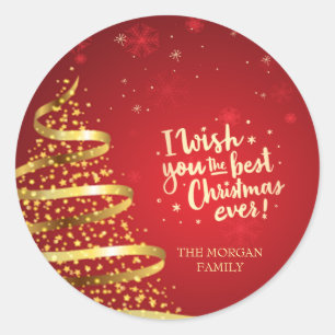Gouden boom ik wens je het allerbeste met Kerstmis Ronde Sticker