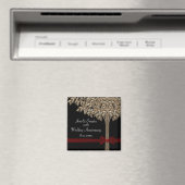 Gouden Boom met Rood Lint & Bow Date Saver Magneet (Insitu (Vaatwasser))