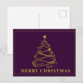 Gouden Boom Paarse Kerst Ansichtkaart Briefkaart (Voorkant / Achterkant)