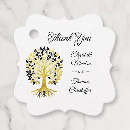 Gouden boom van het leven Tijdloze Sophisticated b Bedankjes Labels (Voorkant)