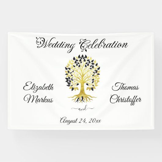 Gouden boom van het leven Tijdloze Sophisticated b Spandoek (Horizontaal)