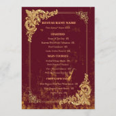 Gouden Bordeaux Bewerkbare Menu met QR-code (Voorkant)