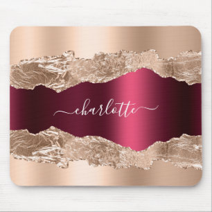 Gouden bordeauxrode agaat marmeren naamschrift muismat