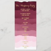 Gouden bordeauxrode waterverf ombre Trouwprogramma Programma (Achterkant)