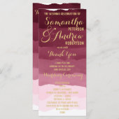 Gouden bordeauxrode waterverf ombre Trouwprogramma Programma (Voorkant / Achterkant)