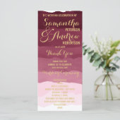 Gouden bordeauxrode waterverf ombre Trouwprogramma Programma (Staand voorkant)