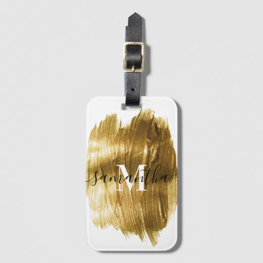 Gouden borstel bagagelabel (Voorkant (verticaal))