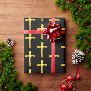 Gouden Borstel Kruis Christelijk Religieus Kruisbe Cadeaupapier