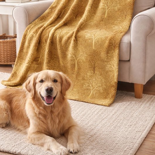 Gouden bos fleece deken