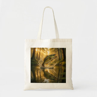 Gouden bos grote baars boodschappentas tote bag