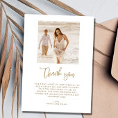 Gouden botanische foto Elegante bruiloft dank u Bedankkaart