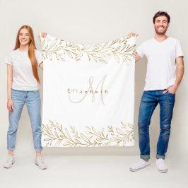 Gouden botanische gepersonaliseerde naam en monogr fleece deken