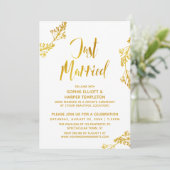 Gouden Botanische Just Married Post Bruiloft Evene Kaart (Staand voorkant)