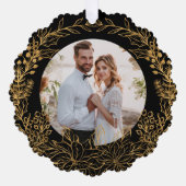 Gouden Botanische Kerstkrans Aangepaste foto Ornament Kaart (Voorkant)
