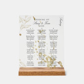 Gouden Botanische Kunst Splash Leaf Bruiloft Zitpl Acryl Bord (Voorkant)