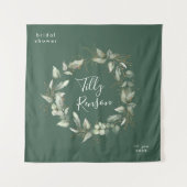 Gouden Botanische Succulente Bruidsfeest Achtergro Wandkleed (Voorkant)