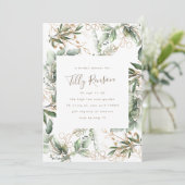 Gouden Botanische Succulente Elegante Bruidsdouche Kaart (Staand voorkant)