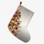 Gouden Bourgogne Kerstboom Holiday Stocking Grote Kerstsok (Voorkant (Hangend))