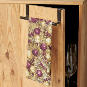 Gouden Bourgogne Kerstboom Vakantie Keuken Handdoe Theedoek