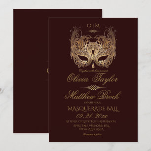 Gouden Bourgogne Masquerade bruiloft Kaart